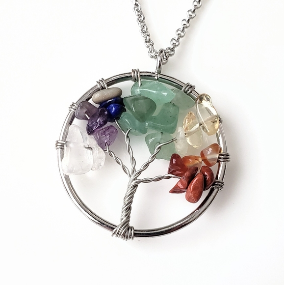 Jewelry - Natural stone tree of life pendant necklace